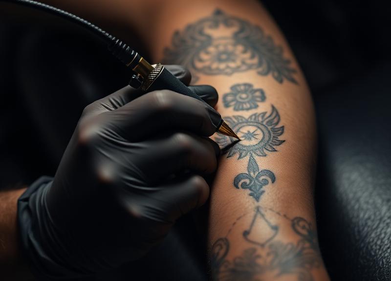 Tattoo artist at work at West London Ink